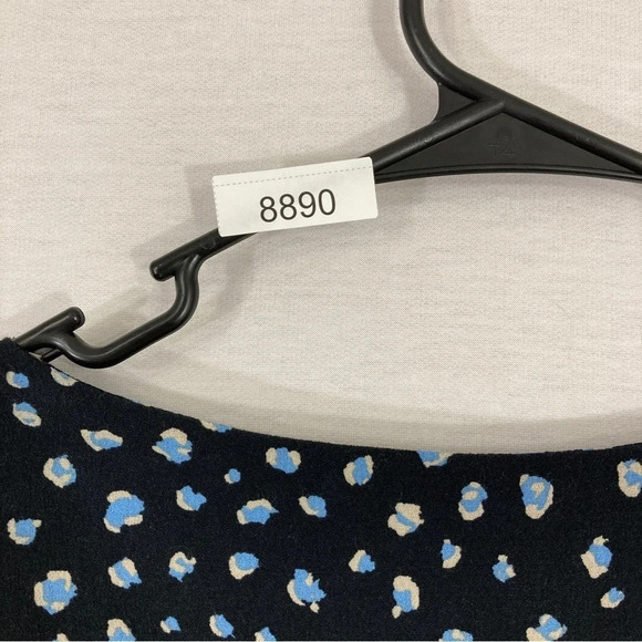 Sanctuary Blue Black Polka Dot Front Slit V-Neck Midi Dress Medium - Picture 12 of 13